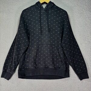 Nike All Over Swoosh Print Pullover Hoodie Mens Large Gold Logo Sweatshirt NSW